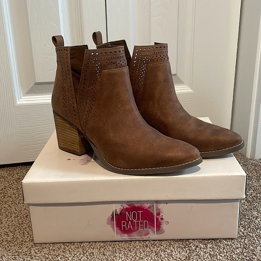 Not Rated Slip On Camel Dawson Booties